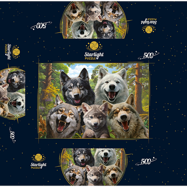 Wolf Selfie 500 Jigsaw Puzzle box 3D Modell