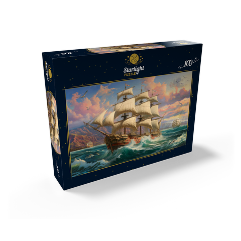 Sailboat At Dawn 100 Jigsaw Puzzle box view2