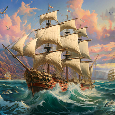 Sailboat At Dawn 100 Jigsaw Puzzle 3D Modell