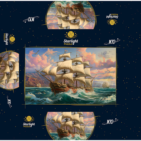 Sailboat At Dawn 100 Jigsaw Puzzle box 3D Modell