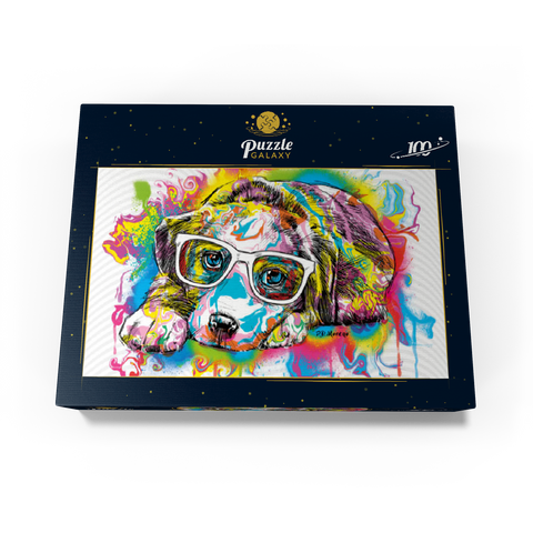 Puppy Drip Art 100 Jigsaw Puzzle box view3