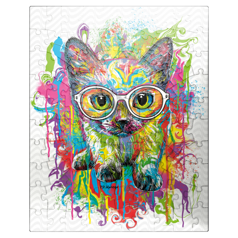 puzzleplate Kitten with Glasses 100 Jigsaw Puzzle