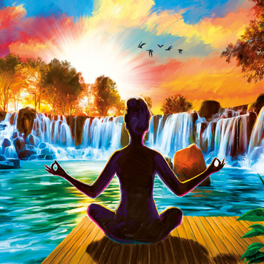 Waterfall Yoga 100 Jigsaw Puzzle 3D Modell