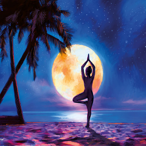 Yoga with Palm Trees 100 Jigsaw Puzzle 3D Modell