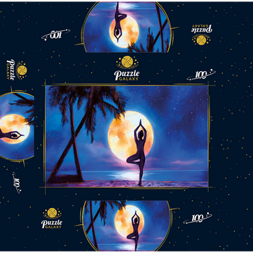 Yoga with Palm Trees 100 Jigsaw Puzzle box 3D Modell