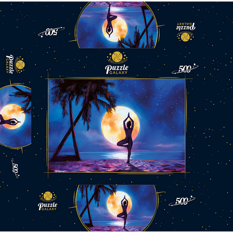 Yoga with Palm Trees 500 Jigsaw Puzzle box 3D Modell