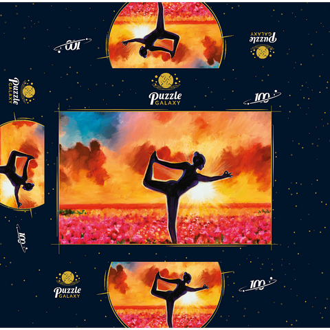 Yoga in a Flower Bed 100 Jigsaw Puzzle box 3D Modell