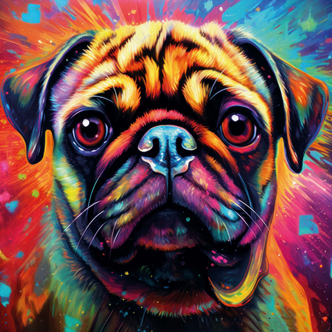 Colorful fantasy pug 1000 Jigsaw Puzzle 3D Modell