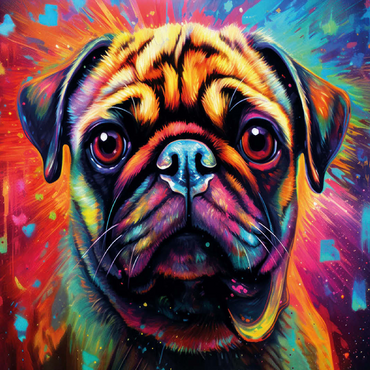 Colorful fantasy pug 100 Jigsaw Puzzle 3D Modell