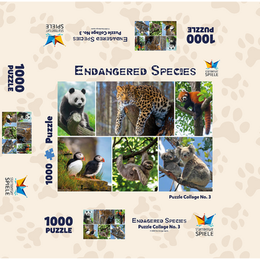 Unique - Endangered species - Collage No. 3 1000 Jigsaw Puzzle box 3D Modell