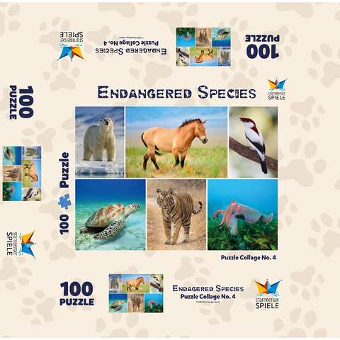 Unique - Endangered species - Collage No. 4 100 Jigsaw Puzzle box 3D Modell