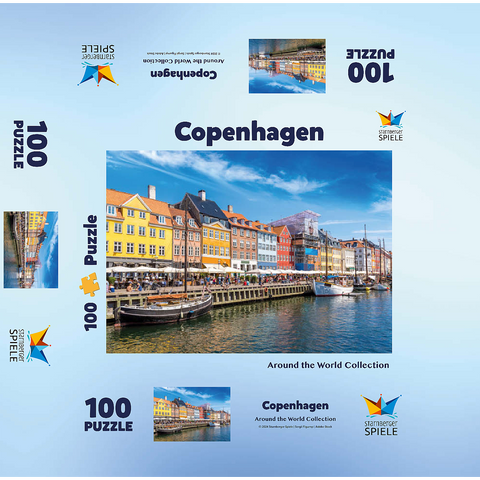 Nyhavn in Copenhagen, Denmark 100 Jigsaw Puzzle box 3D Modell