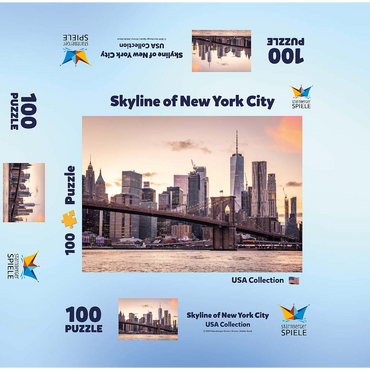 Skyline of New York City at sunset, USA 100 Jigsaw Puzzle box 3D Modell