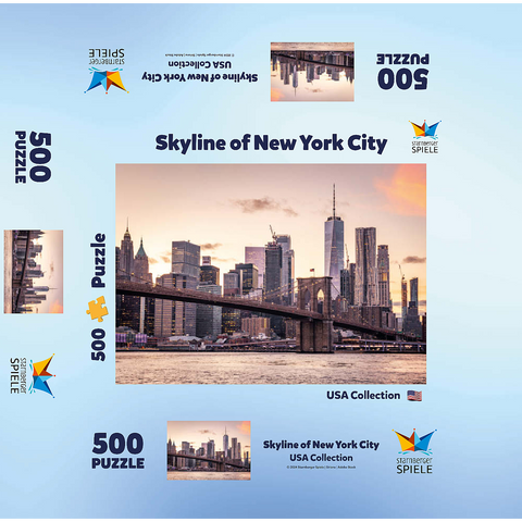 Skyline of New York City at sunset, USA 500 Jigsaw Puzzle box 3D Modell