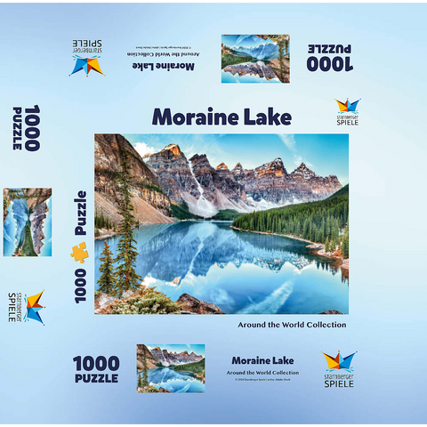 Moraine Lake - Panorama in Banff National Park, Alberta, Canada 1000 Jigsaw Puzzle box 3D Modell