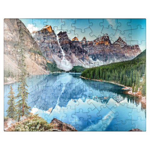 puzzleplate Moraine Lake - Panorama in Banff National Park, Alberta, Canada 100 Jigsaw Puzzle