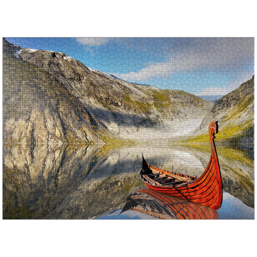 puzzleplate Viking boat in a fjord in Norway 1000 Jigsaw Puzzle