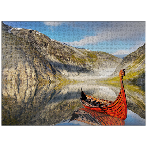 puzzleplate Viking boat in a fjord in Norway 1000 Jigsaw Puzzle