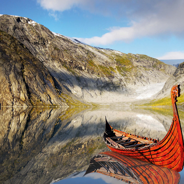 Viking boat in a fjord in Norway 1000 Jigsaw Puzzle 3D Modell