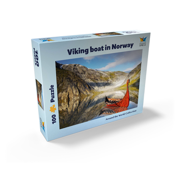 Viking boat in a fjord in Norway 100 Jigsaw Puzzle box view2