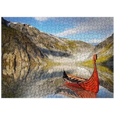 puzzleplate Viking boat in a fjord in Norway 500 Jigsaw Puzzle