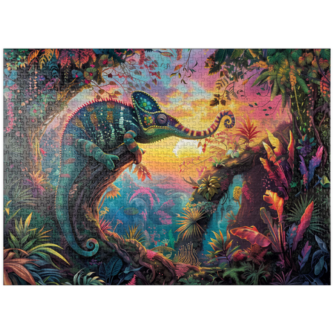 puzzleplate The fantastic elephant chameleon - fantasy animal in a colorful jungle 1000 Jigsaw Puzzle