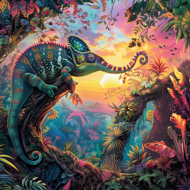 The fantastic elephant chameleon - fantasy animal in a colorful jungle 1000 Jigsaw Puzzle 3D Modell