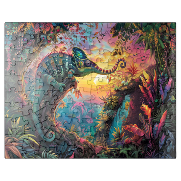 puzzleplate The fantastic elephant chameleon - fantasy animal in a colorful jungle 100 Jigsaw Puzzle