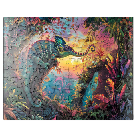 puzzleplate The fantastic elephant chameleon - fantasy animal in a colorful jungle 100 Jigsaw Puzzle