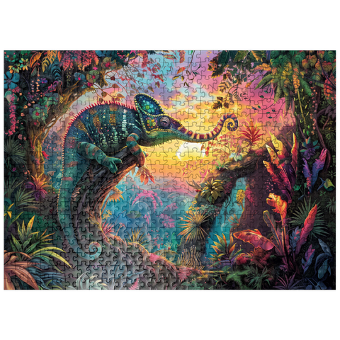 puzzleplate The fantastic elephant chameleon - fantasy animal in a colorful jungle 500 Jigsaw Puzzle