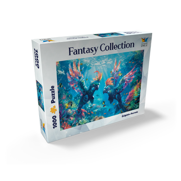 Dolphin parrots on the coral reef - fantasy animals in the underwater world 1000 Jigsaw Puzzle box view2