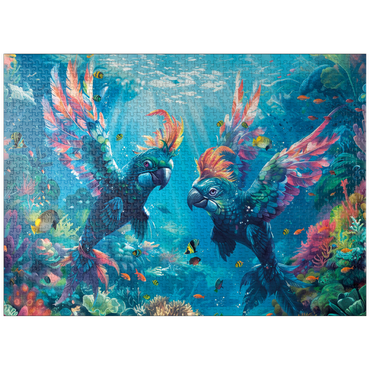 puzzleplate Dolphin parrots on the coral reef - fantasy animals in the underwater world 1000 Jigsaw Puzzle