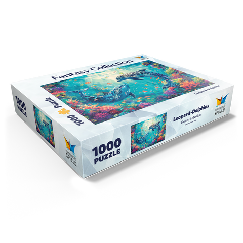 Leopard dolphins on the coral reef - fantasy animals in the underwater world 1000 Jigsaw Puzzle box view1