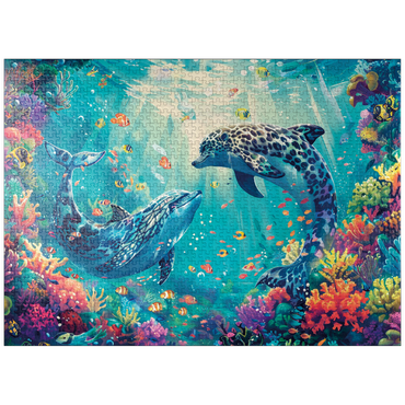 puzzleplate Leopard dolphins on the coral reef - fantasy animals in the underwater world 1000 Jigsaw Puzzle