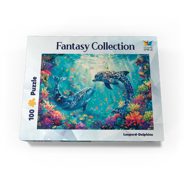 Leopard dolphins on the coral reef - fantasy animals in the underwater world 100 Jigsaw Puzzle box view3