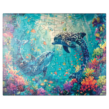 puzzleplate Leopard dolphins on the coral reef - fantasy animals in the underwater world 100 Jigsaw Puzzle