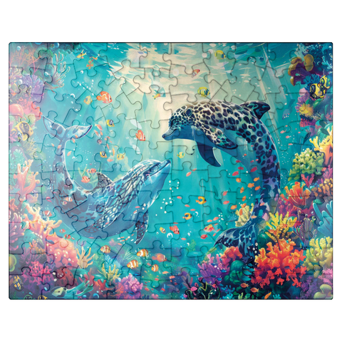 puzzleplate Leopard dolphins on the coral reef - fantasy animals in the underwater world 100 Jigsaw Puzzle