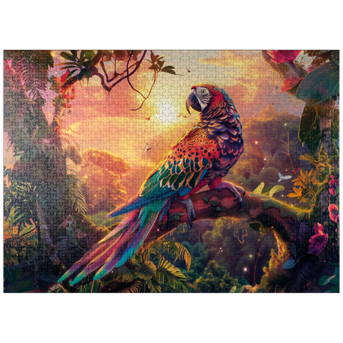 puzzleplate Leopard parrot - fantasy animal in the colorful jungle 1000 Jigsaw Puzzle