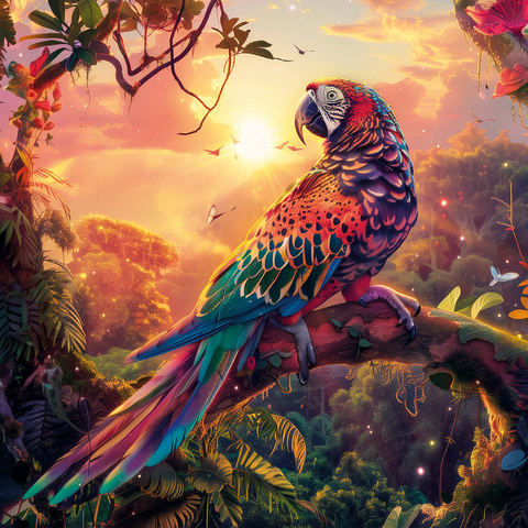 Leopard parrot - fantasy animal in the colorful jungle 1000 Jigsaw Puzzle 3D Modell