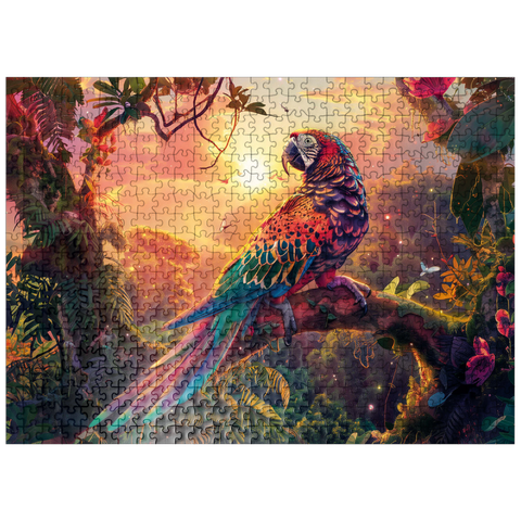 puzzleplate Leopard parrot - fantasy animal in the colorful jungle 500 Jigsaw Puzzle