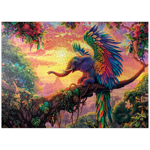 puzzleplate The fantastic elephant parrot - fantasy animal in a colorful jungle 1000 Jigsaw Puzzle