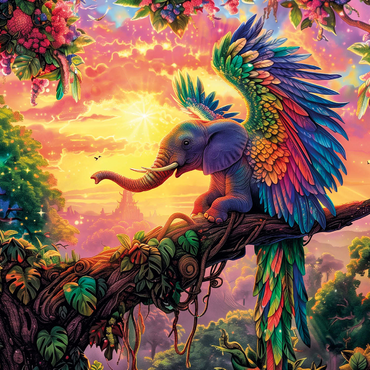 The fantastic elephant parrot - fantasy animal in a colorful jungle 1000 Jigsaw Puzzle 3D Modell