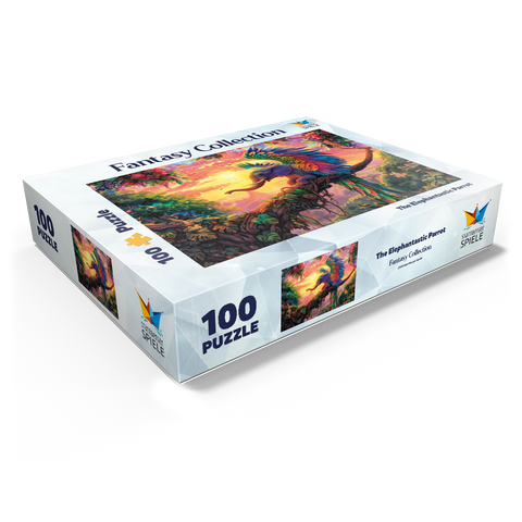 The fantastic elephant parrot - fantasy animal in a colorful jungle 100 Jigsaw Puzzle box view1