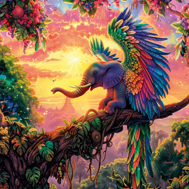 The fantastic elephant parrot - fantasy animal in a colorful jungle 100 Jigsaw Puzzle 3D Modell