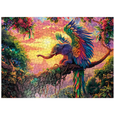 puzzleplate The fantastic elephant parrot - fantasy animal in a colorful jungle 500 Jigsaw Puzzle