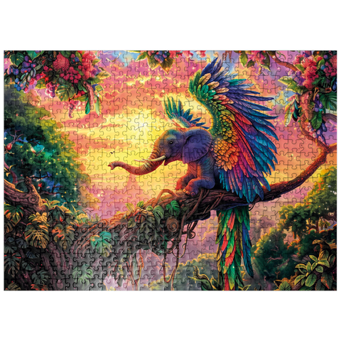 puzzleplate The fantastic elephant parrot - fantasy animal in a colorful jungle 500 Jigsaw Puzzle