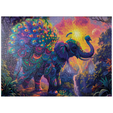 puzzleplate The elephantine peacock - fantasy animal in a colorful jungle 1000 Jigsaw Puzzle