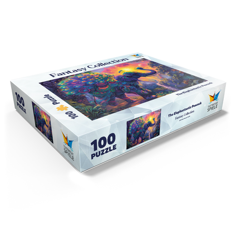 The elephantine peacock - fantasy animal in a colorful jungle 100 Jigsaw Puzzle box view1