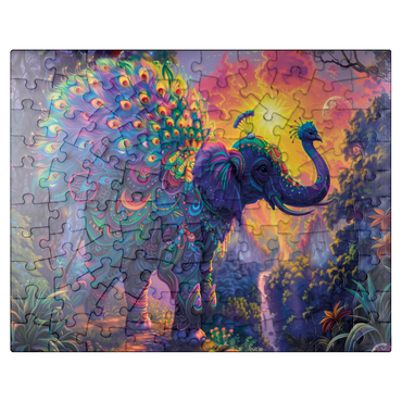 puzzleplate The elephantine peacock - fantasy animal in a colorful jungle 100 Jigsaw Puzzle