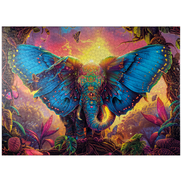 puzzleplate The fantastic elephant butterfly - fantasy animal in a colorful jungle 1000 Jigsaw Puzzle